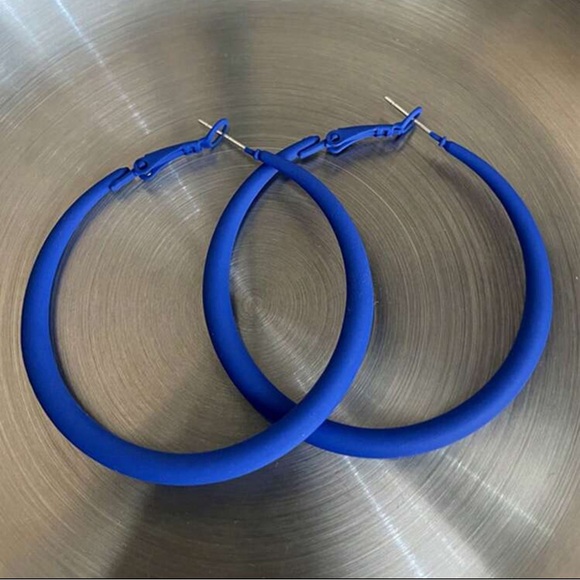 Blue Hoop Earrings - Picture 1 of 4